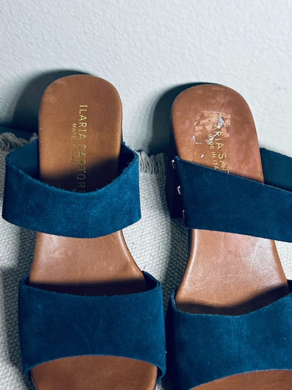 Navy Double-Strap Platform Mule Clogs - Picture 6 of 12